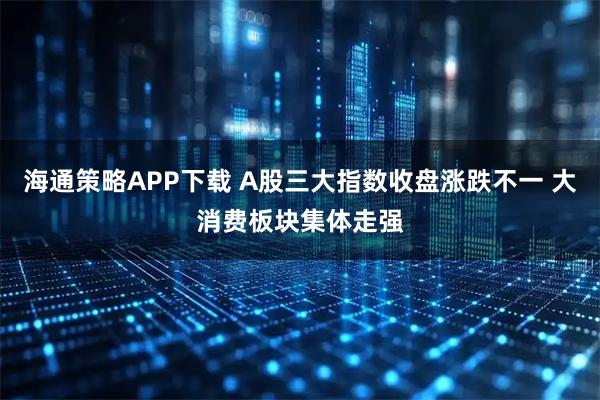 海通策略APP下载 A股三大指数收盘涨跌不一 大消费板块集体走强